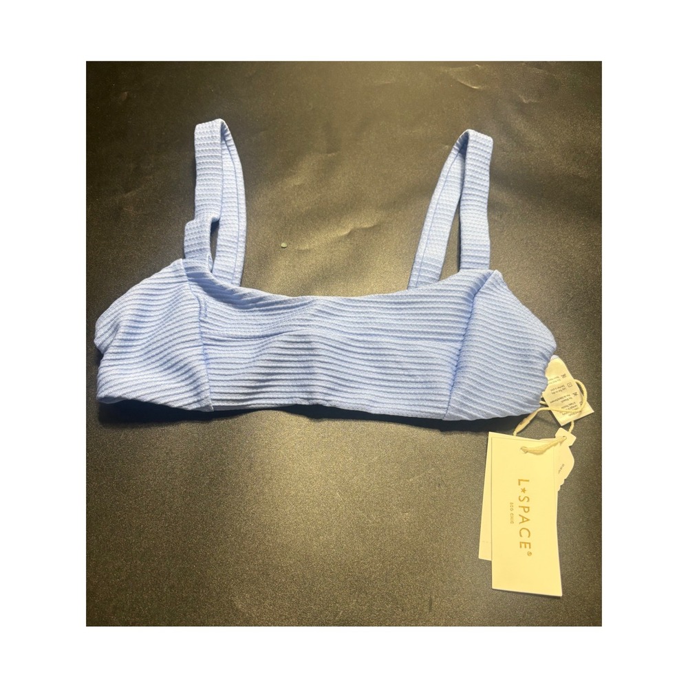 L*Space Jess Bikini Top Peri Blue Ribbed‎ Eco Chic Square Neck XS OGJET20A NEW